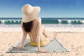 Woman enjoying summer day at coast Royalty Free Stock Photo
