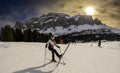 Woman Enjoying Winter Mountains View, Dolomites, Italy Royalty Free Stock Photo