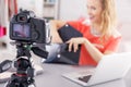 Woman enjoys making a videoblog Royalty Free Stock Photo