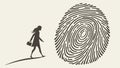 Woman Entering Fingerprint: Identity, Security Biometrics Vector, vector design Generative AI Royalty Free Stock Photo