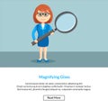 Woman enterpreneur with magnifying glass Royalty Free Stock Photo