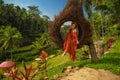 Woman enyoing wiew of Tegalalang Rice Terrace, Bali