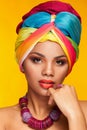Woman in ethnical afro american turban