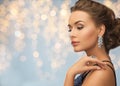 Woman in evening dress with diamond earring Royalty Free Stock Photo