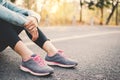 Woman exercise and rest on road Royalty Free Stock Photo