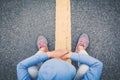 Woman exercise and rest on road Royalty Free Stock Photo