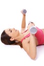 Woman exercising with barbells Royalty Free Stock Photo