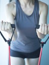 Woman exercising exercise bands