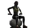 Woman exercising fitness ball weight training silhouette Royalty Free Stock Photo