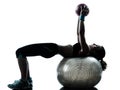 Woman exercising fitness ball workout Royalty Free Stock Photo