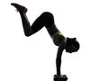 Woman exercising fitness workout handstand silhouette