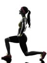 Woman exercising fitness workout lunges crouching silhouette