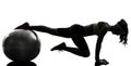 Woman exercising fitness workout plank position silhouette Royalty Free Stock Photo