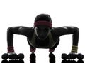 Woman exercising fitness workout push ups silhouette