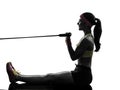 Woman exercising fitness workout resistance bands Royalty Free Stock Photo