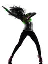 Woman exercising fitness zumba dancing silhouette Royalty Free Stock Photo