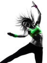 Woman exercising fitness zumba dancing silhouette Royalty Free Stock Photo