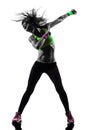 Woman exercising fitness zumba dancing silhouette Royalty Free Stock Photo