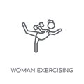 Woman Exercising linear icon. Modern outline Woman Exercising lo