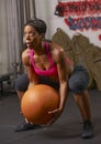 Woman Exercising With Medicine Ball Royalty Free Stock Photo
