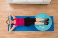 Woman Exercising With Pilates Ball Royalty Free Stock Photo