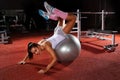 Woman exercising Pilates ball Royalty Free Stock Photo