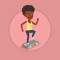 Woman exercising on steeper vector illustration.