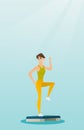 Woman exercising on steeper vector illustration.