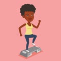 Woman exercising on steeper vector illustration.