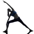 Woman exercising stretching triangle pose yoga