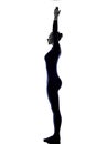 woman exercising Urdhva Hastasana Upward Salute pose yoga silhouette Royalty Free Stock Photo