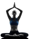 Woman exercising yoga meditating