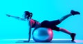 Woman exercsing fitness pilates exercices isolated Royalty Free Stock Photo