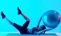 woman exercsing fitness pilates exercices isolated Royalty Free Stock Photo