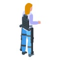 Woman exoskeleton icon isometric vector. Robot suit