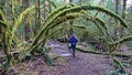 Woman exploring British Columbia walks around fairytale-like Great Bear forest