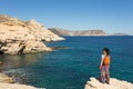 Woman exploring Spanish coastline