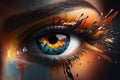 Woman eye, artistic make up concept, illustration generated by AI