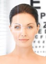 Woman and eye chart Royalty Free Stock Photo