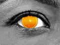 Woman eye closeup orange slice pupil