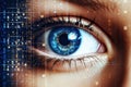 Woman eye technology female digital scan secure iris computer futuristic future blue vision Royalty Free Stock Photo