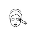 woman, eyebrow correction icon. Element of anti aging outline icon for mobile concept and web apps. Thin line woman, eyebrow