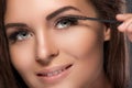 Woman with eyelash extension for maximum volume Royalty Free Stock Photo