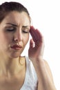 Woman with eyes closed and suffering from headache Royalty Free Stock Photo