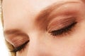 Woman eyes with makeup and long eyelashes