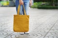 woman with fabric bag for shopping at Department Store Royalty Free Stock Photo