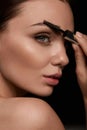 Woman Face With Beautiful Eyebrows And Professional Makeup Royalty Free Stock Photo