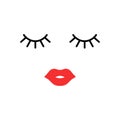 Woman face. Beauty concept. Eyelashes and lips. Make up. Vector