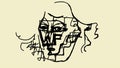 Woman face-black pen line sketch drawing Royalty Free Stock Photo