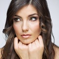 Woman face close up beauty portrait. Girl with lon Royalty Free Stock Photo